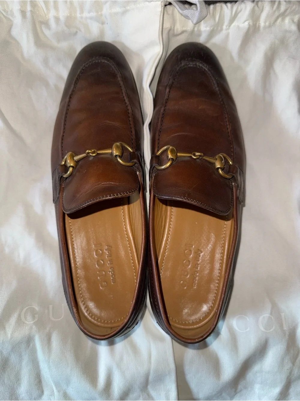 Gucci Brown Leather Horsebit Slip-On Loafers